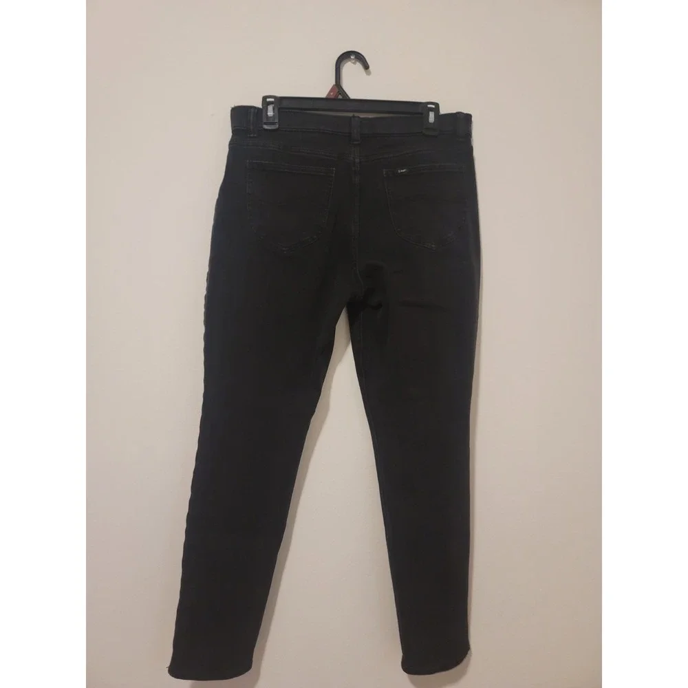 Lee Women's Slim Fit Skinny Leg Mid Rise Jeans 12 Short Stretch Dark Wash Black